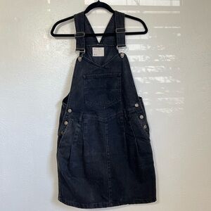 ASOS Washed Black Denim Overall Dress with Pockets